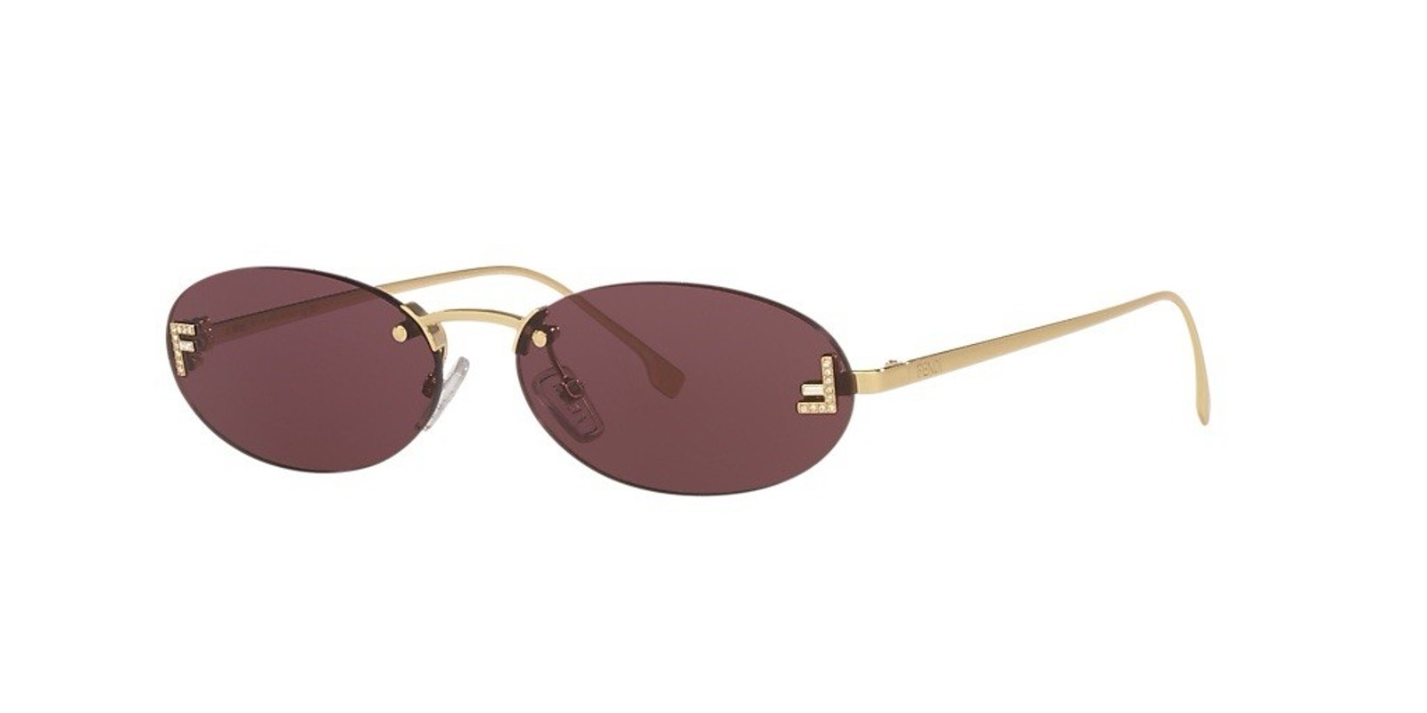Fendi First Fe4075us 30y Crystal Shiny Endura Gold Violet Lens Women Sunglasses